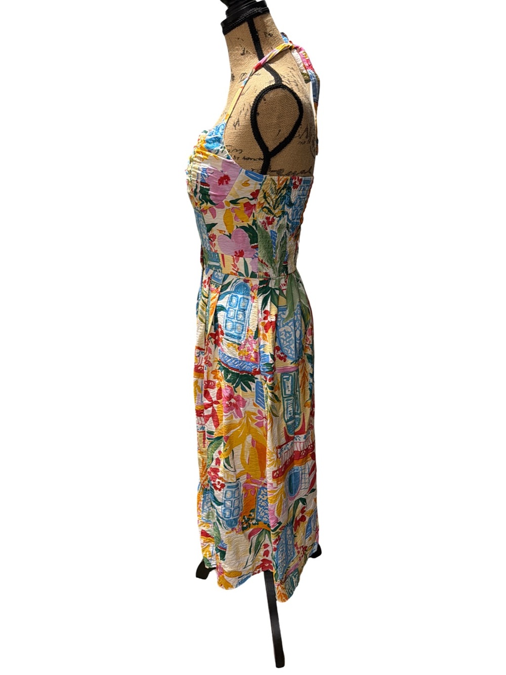 Floral Multi-Color Halter Midi Dress - Picture 5 of 6